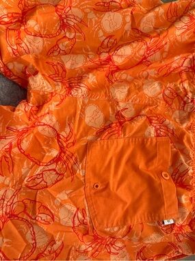 Men's Orange Crab-Print Swim Trunks